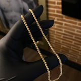 Cadena Tipo Militar 12.6gr / 45cm Bolas 3mm Diamantadas Oro Amarillo