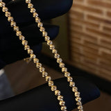 Cadena Tipo Militar 12.6gr / 45cm Bolas 3mm Diamantadas Oro Amarillo