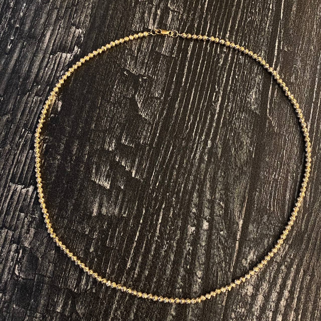 Cadena Tipo Militar 12.6gr / 45cm Bolas 3mm Diamantadas Oro Amarillo