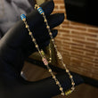 Cadena Rustica Militar 7.4gr / 45cm Bolas 3mm Diamantadas Cauchos Colores Oro Amarillo