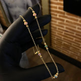 Cadena Espiga 5.45gr / 45cm / 1.4mm Bolas 3-4.5mm Diamantadas Cauchos Colores Oro Amarillo