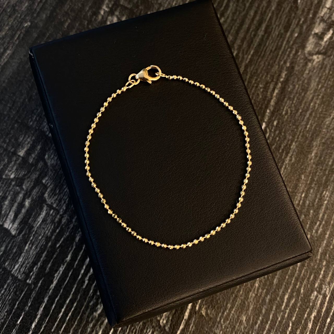 Pulso Militar 1.55gr / 15cm Bolas 1.5mm Diamantadas Oro Amarillo +3