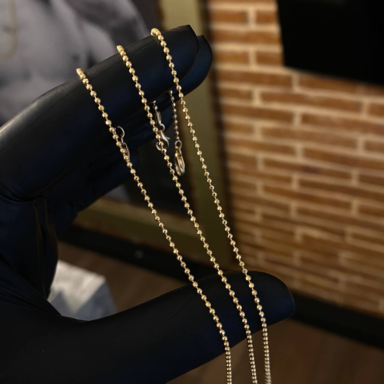 Pulso Militar 1.75gr / 16.5cm Bolas 1.5mm Diamantadas Oro Amarillo +3
