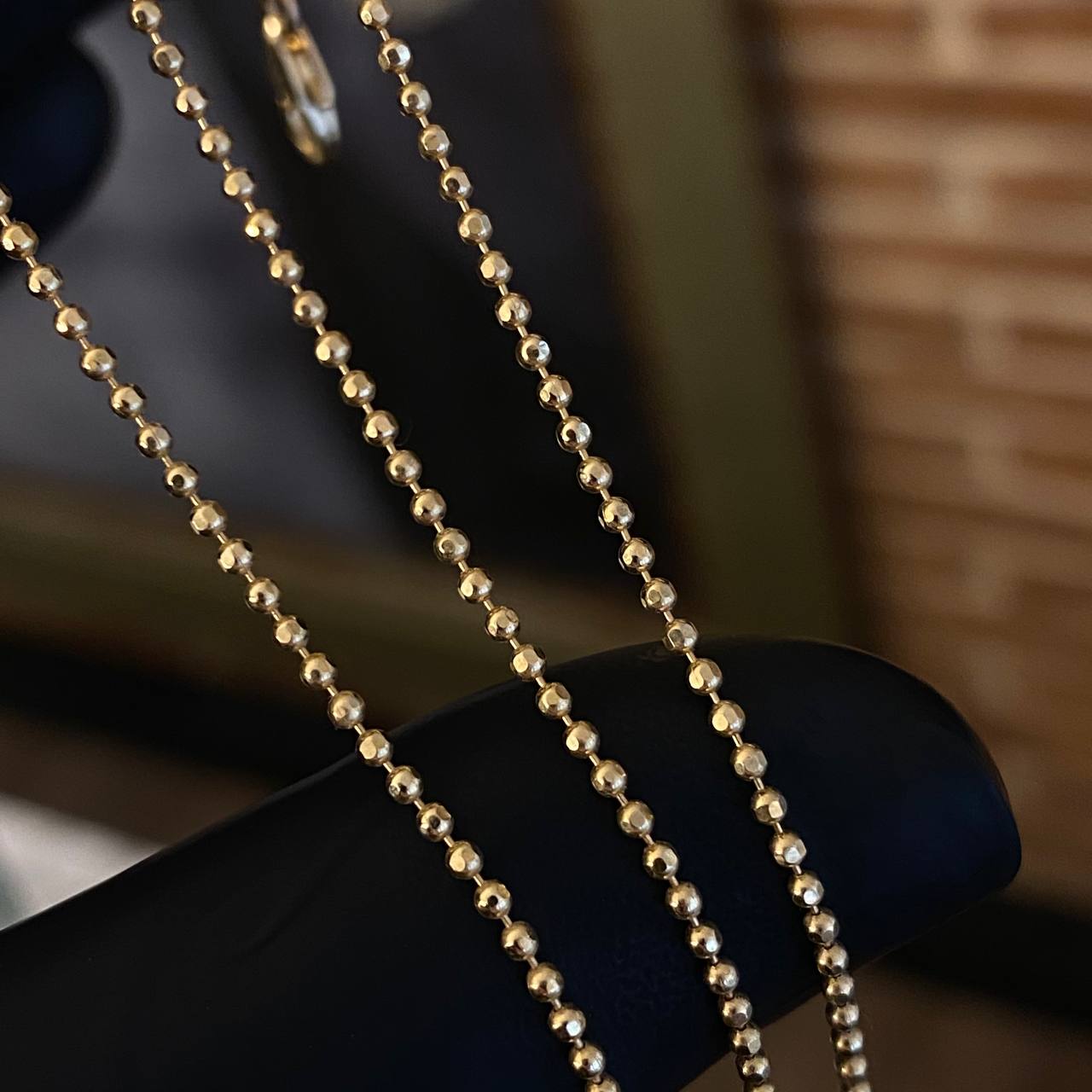 Pulso Militar 1.55gr / 15cm Bolas 1.5mm Diamantadas Oro Amarillo +3