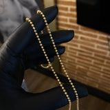 Cadena Militar Luna 6.7gr / 45cm Bolas 2mm Diamantadas Oro Amarillo +4*