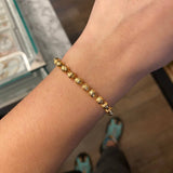 Pulsera Caqui Tejido Militar Bola 5mm Diamantada Oro Amarillo*