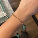 Pulsera Azul Tipo Militar Serpiente Bola 4mm Diamantada Oro Rosa*