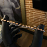 Pulsera Gris Tipo Militar Espiral Bola 4mm Diamantada Oro Rosa*