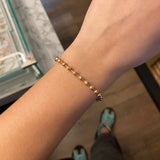 Pulsera Gris Tipo Militar Espiral Bola 4mm Diamantada Oro Rosa*