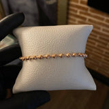 Pulsera Gris Tipo Militar Espiral Bola 4mm Diamantada Oro Rosa*