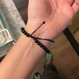 Pulsera Negra Adige Español Bola Sombra Oro Amarillo*