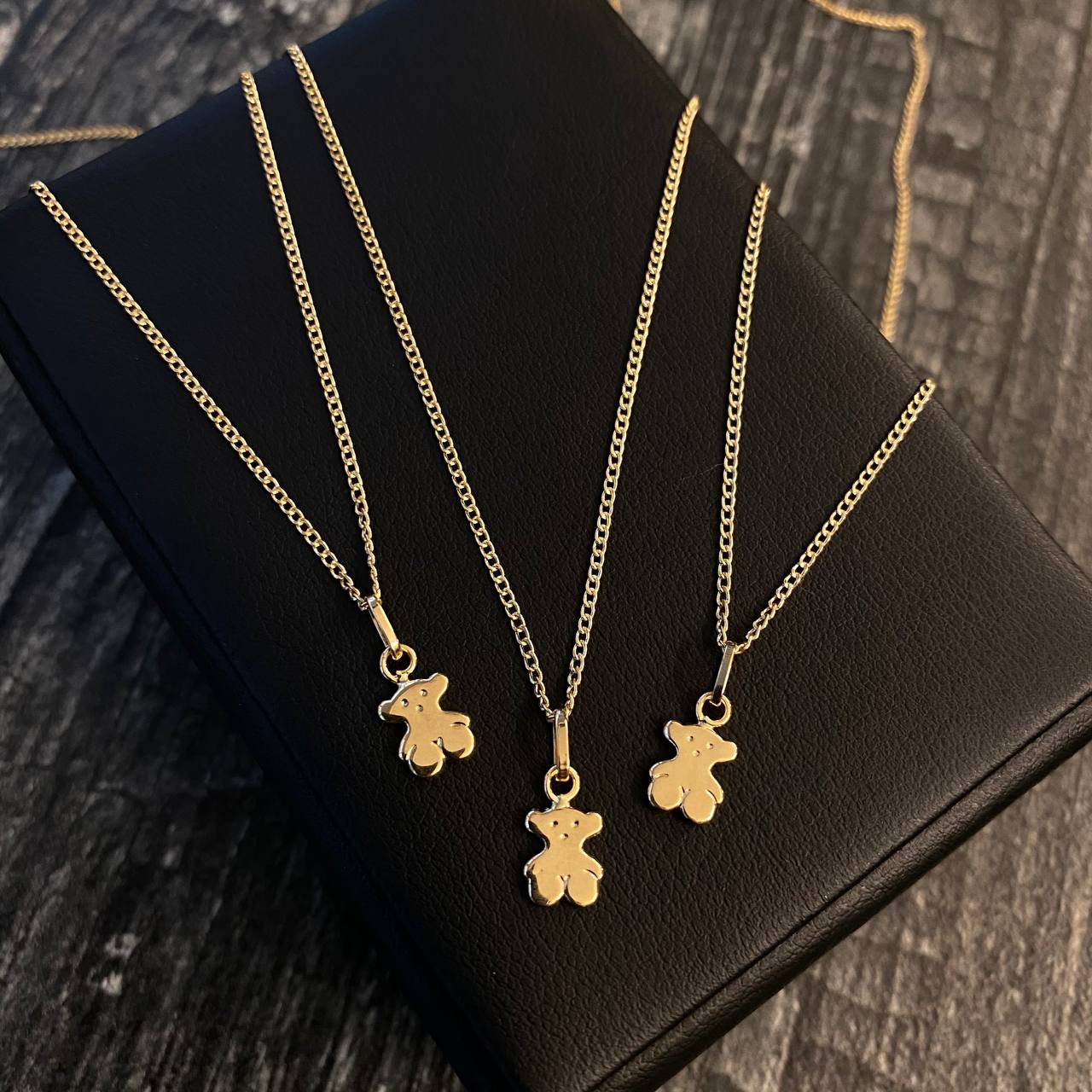 OFERTA!! Set Cadena Cubana 0.9gr/50cm + Dije Oso TS 0.25gr/1.4cm Liso Oro Amarillo