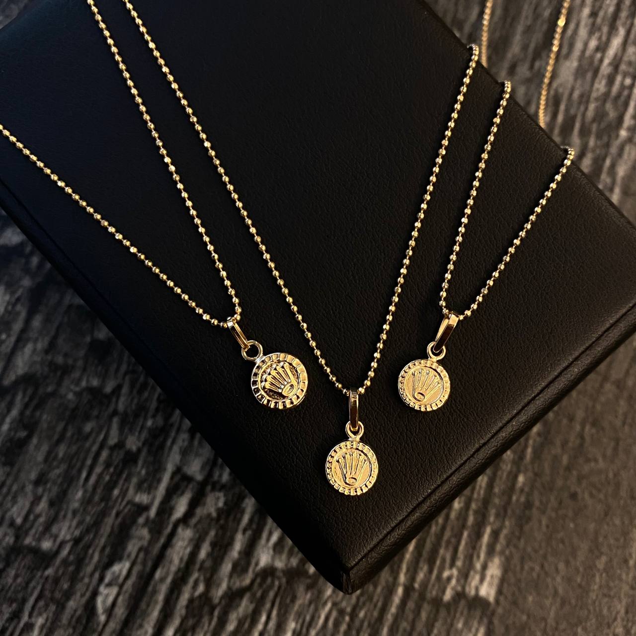 ¡¡OFERTA!! Set Cadena Militar 2.7gr/60cm Diamantada + Dije Corona Rx 0.3gr/1.5cm Liso Mate Oro Amarillo