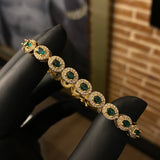 Pulso Tennis Tupido 19.4gr /  17cm Circones Blancos Verdes Oro Amarillo