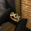 Anillo 3.35gr / T7 1/2 Circones Blancos Verdes Oro Amarillo*