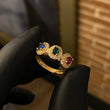 Anillo 3.45gr / T6 1/2 Circones Blancos Azul Verde Fucsia Oro Amarillo*