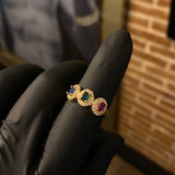 Anillo 3.45gr / T6 1/2 Circones Blancos Azul Verde Fucsia Oro Amarillo*