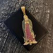 Dije Virgen de Guadalupe 26.7gr / 8.9cm Circones Verdes Fucsias Blancos Oro Amarillo