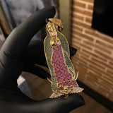 Dije Virgen de Guadalupe 26.7gr / 8.9cm Circones Verdes Fucsias Blancos Oro Amarillo
