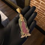Dije Virgen de Guadalupe 26.7gr / 8.9cm Circones Verdes Fucsias Blancos Oro Amarillo