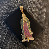 Dije Virgen de Guadalupe 26.7gr / 8.9cm Circones Verdes Fucsias Blancos Oro Amarillo