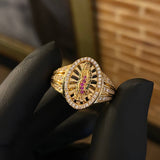 Anillo Virgen de Guadalupe 7.7gr / T9 Circones Blancos Verdes Fucsias Oro Amarillo