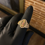Anillo Virgen de Guadalupe 7.7gr / T9 Circones Blancos Verdes Fucsias Oro Amarillo
