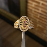 Anillo Virgen de Guadalupe 7.7gr / T9 Circones Blancos Verdes Fucsias Oro Amarillo