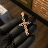 Dije Cruz 4.75gr / 4.8cm Cubana Circones Blancos Oro Rosa