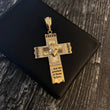 Dije Cruz Sagrado Corazón de Jesus 10.4gr / 5.7cm Circones Blancos Oro Amarillo