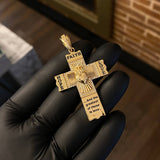 Dije Cruz Sagrado Corazón de Jesus 10.4gr / 5.7cm Circones Blancos Oro Amarillo