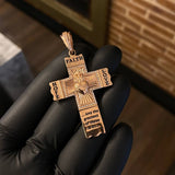 Dije Cruz Sagrado Corazón de Jesus 9.35gr / 5.7cm Circones Blancos Oro Rosa