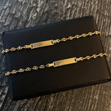 Pulso GC 1.75gr / 13.5cm / 3.3mm Placa Bebe Bordada Rectangulo Oro Amarillo