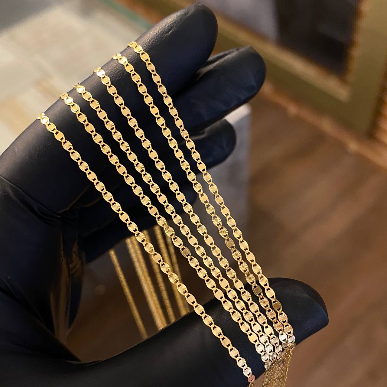 Cadena Plana 1.5gr / 45cm Diamantada Oro Amarillo +3