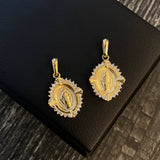 Dije Virgen Milagrosa 2.75gr / 2.5cm Circones Blancos Oro Amarillo*