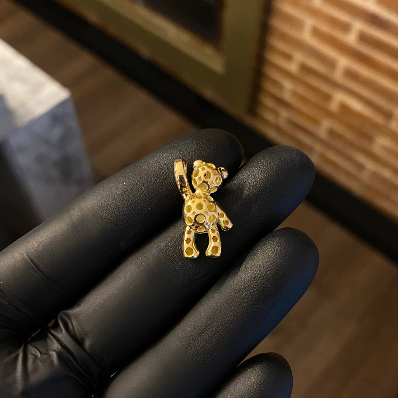 Dije Oso 4.55gr / 2.2cm Circones Azules Oro Amarillo*