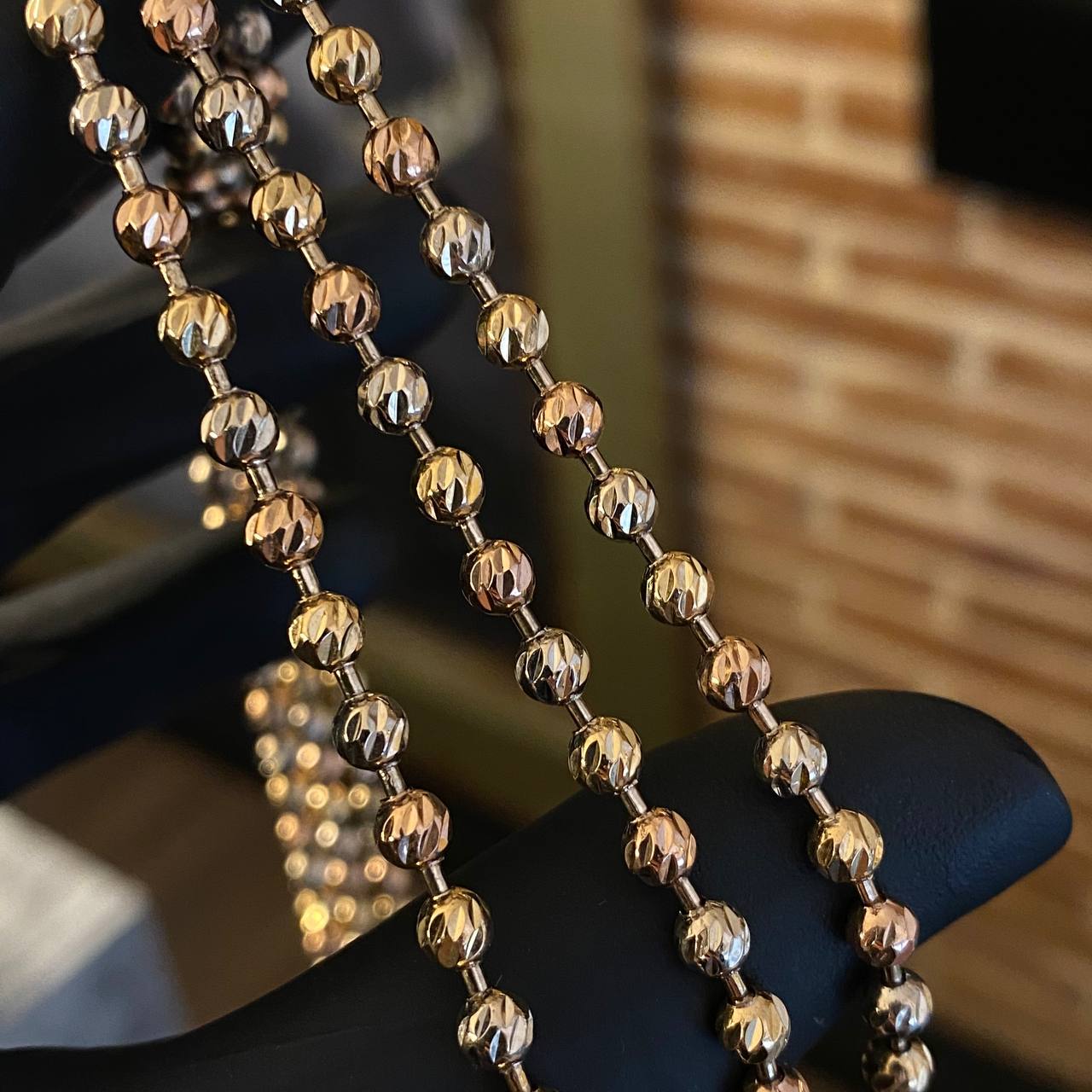 Cadena Militar 23.25gr / 50cm / 4mm Diamantada Tres Oros