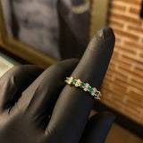 Anillo Barra Segmentaria 3.35gr T6 3/4 Esmeraldas 46pts Diamantes 20pts Oro Amarillo (Joya)*