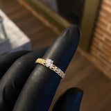 Solitario Bismac 1.9gr / T6 Anillo Circones Blancos Oro Amarillo