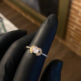 Solitario Petalos 2.45gr / T7 Anillo Circones Blancos Dos Oros Amarillo Blanco