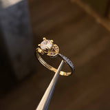 Solitario Petalos 2.45gr / T7 Anillo Circones Blancos Dos Oros Amarillo Blanco