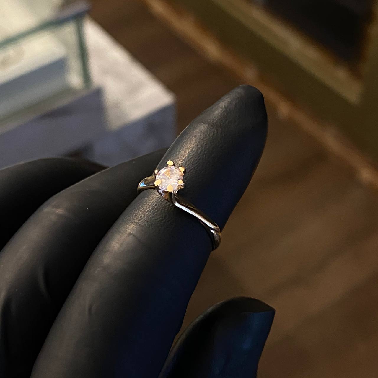 Solitario Union 2.05gr / T5 1/4 Anillo Circon Blanco Oro Amarillo