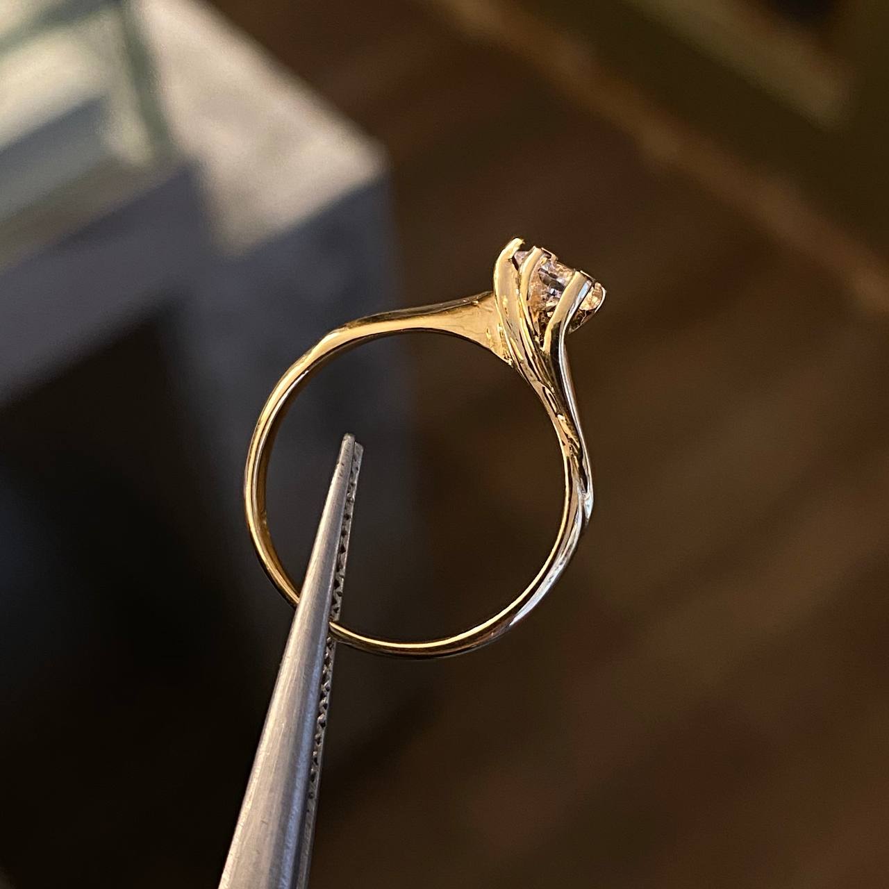 Solitario Union 2.05gr / T5 1/4 Anillo Circon Blanco Oro Amarillo