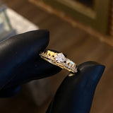 Solitario Corazones  1.4gr / T7 1/4 Anillo Circones Blancos Oro Amarillo