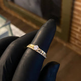 Solitario Corazones  1.4gr / T7 1/4 Anillo Circones Blancos Oro Amarillo