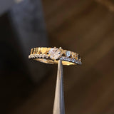 Solitario Corazones  2.3gr / T6 3/4 Anillo Circones Blancos Oro Amarillo