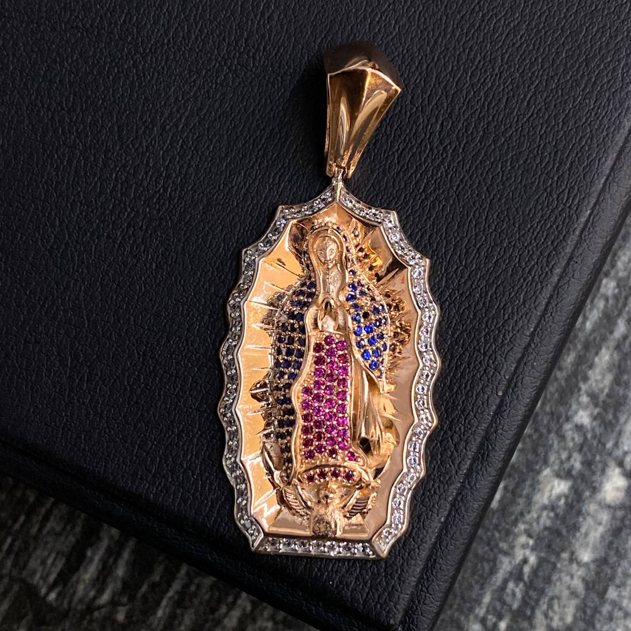 Dije Virgen de Guadalupe 11.55gr / 5.1cm Circones Blancos Azules Fucsias Oro Rosa