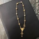 Pulso Denario Virgen Milagrosa 3.2gr / 19cm Bola 4mm Diamantada Circones Blancos Tres Oros