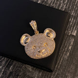 Dije Oso Teddy 10.3gr / 3.7cm Circones Blancos Oro Amarillo*