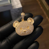 Dije Oso Teddy 10.3gr / 3.7cm Circones Blancos Oro Amarillo*